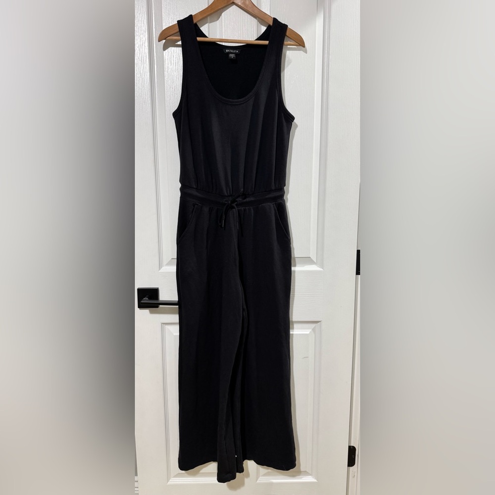 Athleta Black Jumpsuit Soft Fleecy Fabric *Cozy* Size Small